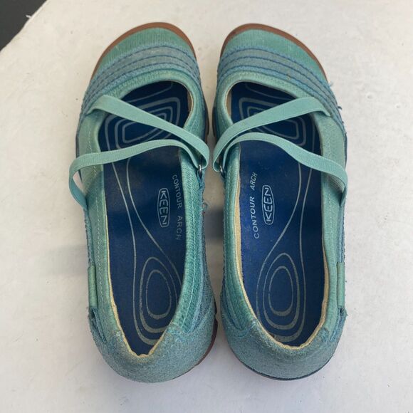 Keen Mary Jane Hiking Shoes Womens Size US6.5/37 Blue Green Walking Boho Hippie - Picture 12 of 16